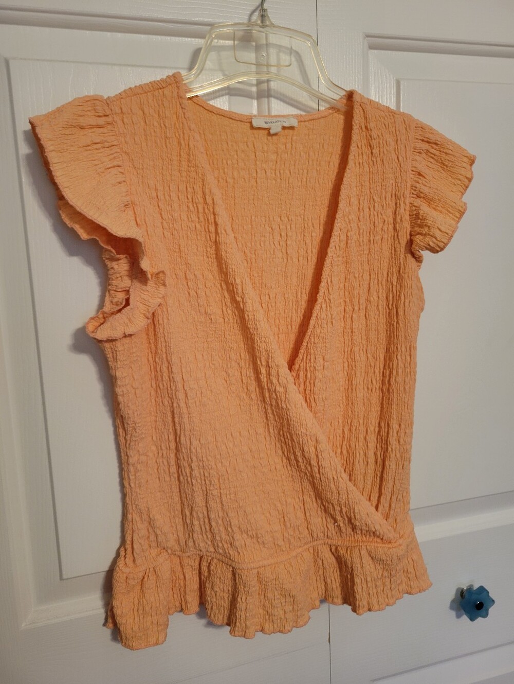Women's Apricot Ruffle Wrap Top